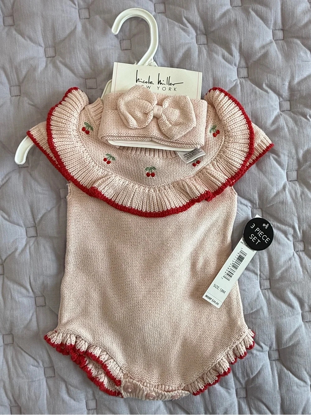 NWT Nicole Miller Knit Ruffle Baby 3pc Set - Size 18 months